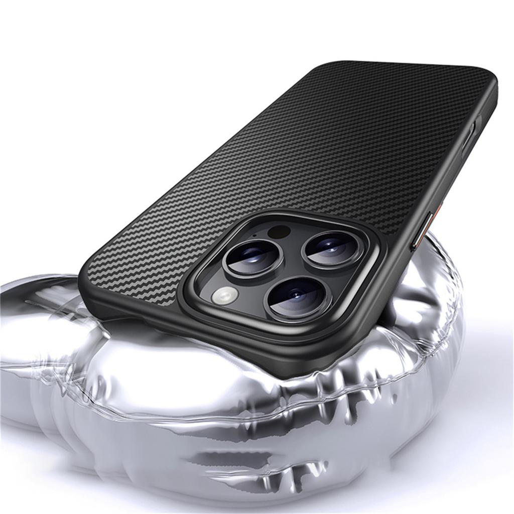Магнитный чехол для iPhone 16 Pro, совместимый с MagSafe, чехол из ПК + ТПУ с текстурой углеродного волокна