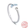 Original Design 925 Sterling Silver Blue Fishtail Ring With Diamond Ring Personalized Fashion Jewelry Ring