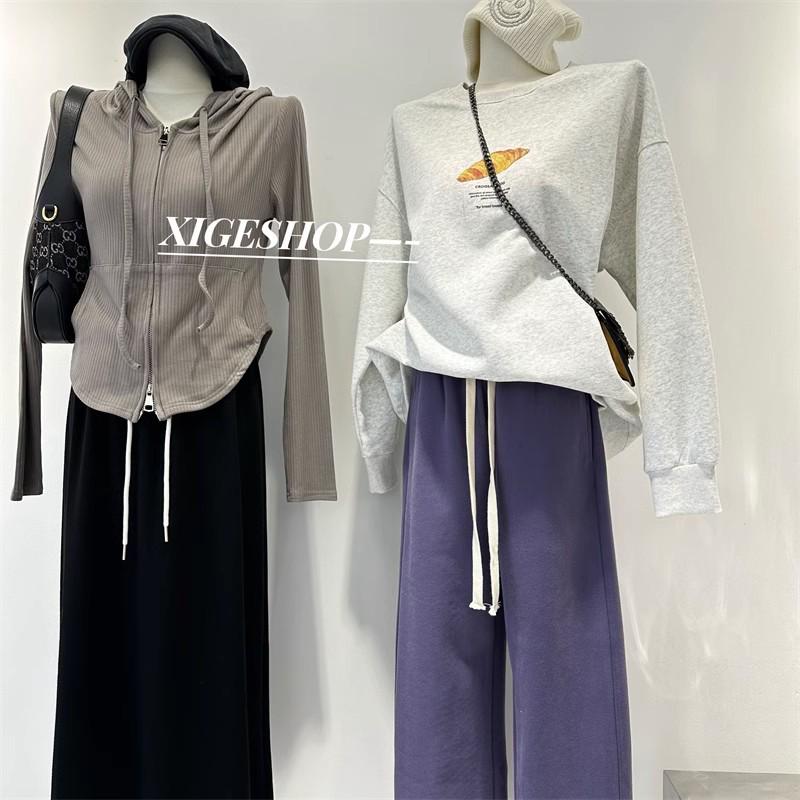 Extra Large 300 Catty Elastic Waist Wide-Leg Drawstring Pants for Spring/Autumn - Versatile Leisure Sportswear