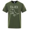 Men Women T-Shirts Tea Rex Funny Dinosaur Drink Coffee T Shirts Fashion Casual TShirt High Quality Streetwear Tops Tee Shirt