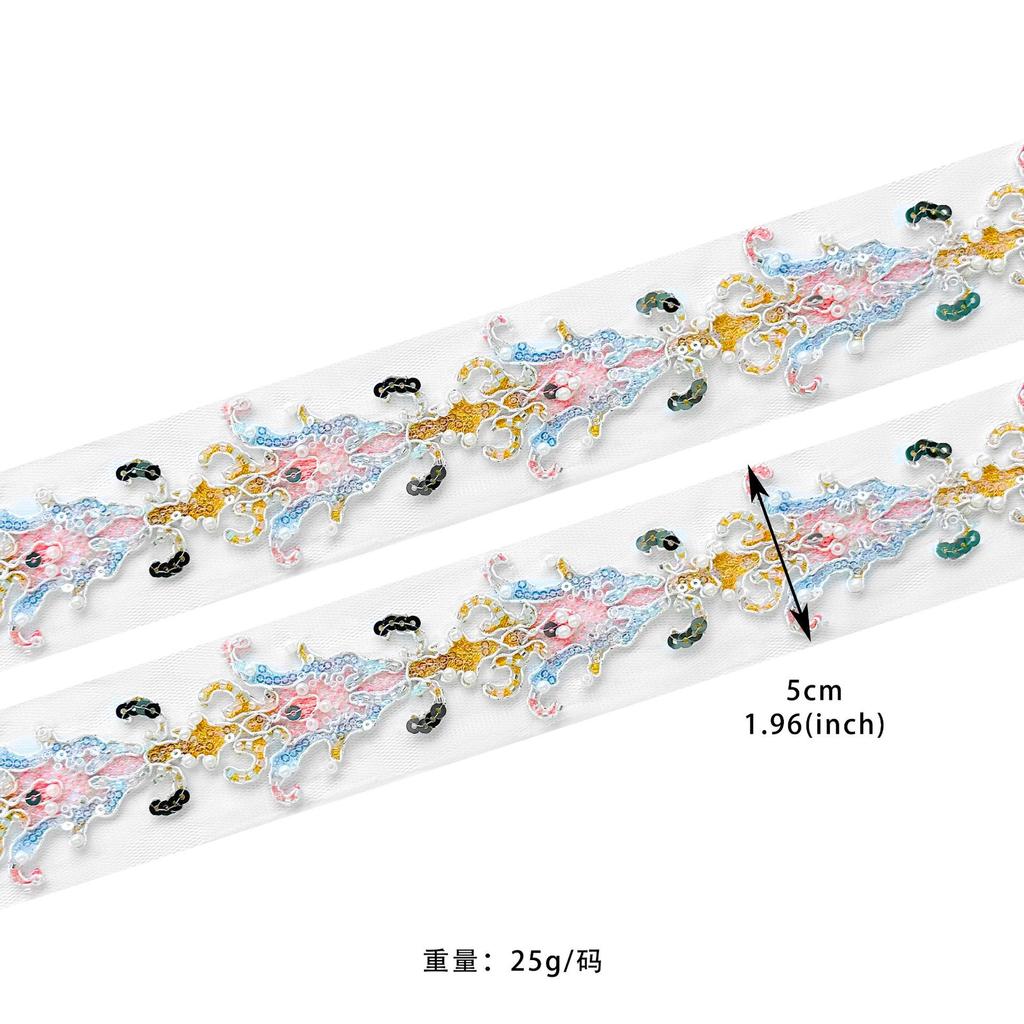 5 см Сетчатый Полый Бисер Пайетки Штрих-код Автомобильная Нить Декоративный Пояс для Платья Аксессуары для Сценической Одежды Кружевные Аксессуары