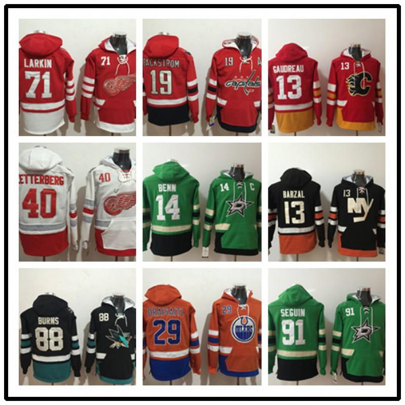 Mens Fleece-Lined Hooded Ice Hockey Sweatshirt With Embroidered Winter Sportswear Team Practice