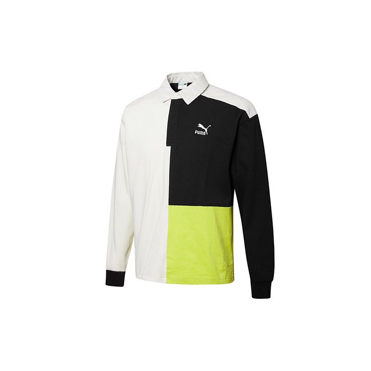 Puma Retro Colorblock Long Sleeve Polo Shirt Men Tops Off-White 534680-93