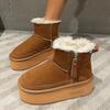 2024 Новые однотонные туфли на толстой подошве, хит продаж, женские сапоги с рукавами, зимние плюшевые теплые короткие зимние сапоги с круглым носком