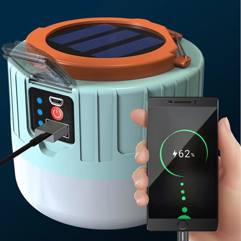 Outdoor Camping LED Light Solar USB Charging Remote Control Tent Lamp Portable Lantern Night Bulb Emergency Lights Camping Tools