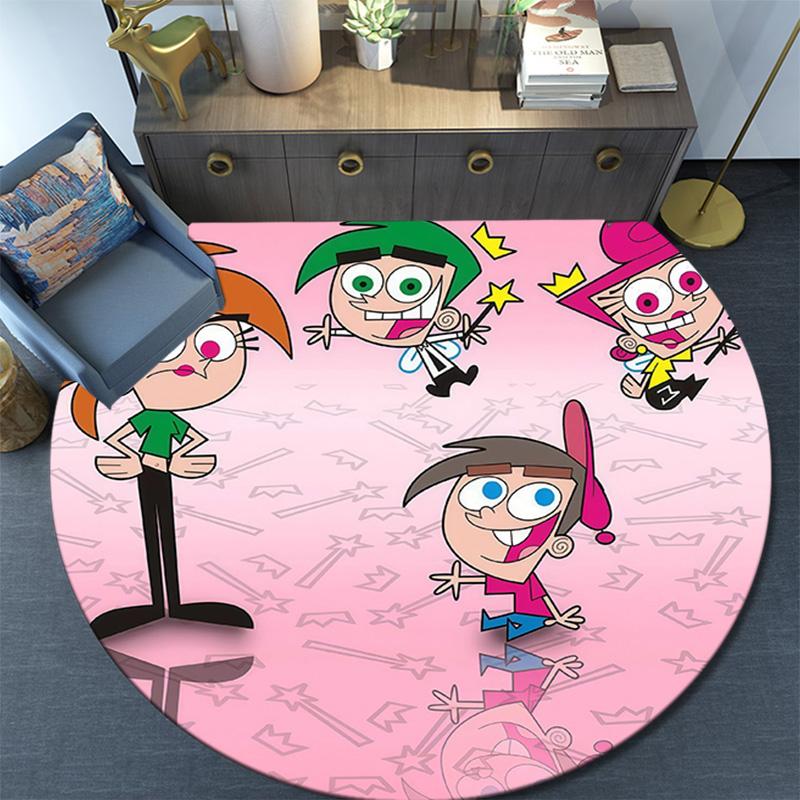 The Fairly OddParents Round Area Rug,Carpet Rug for Living Room Bedroom Sofa Playroom Decor,Non-slip Floor Mat