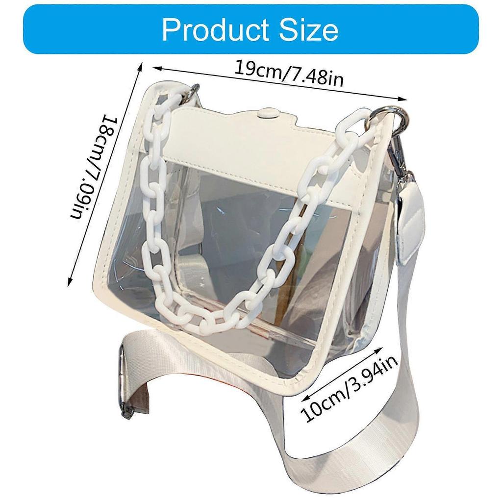 Women Transparent Clear Purse Crossbody Beach Bag Shoulder Bags Acrylic Chain Handbag Stadium Approved Bags Black
