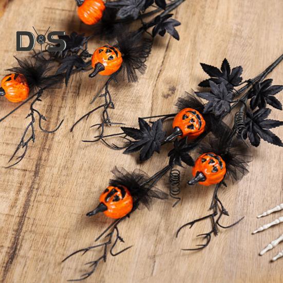 Украшение на елку из тыквы на Хэллоуин, реалистичный искусственный цветок, жуткий черный кленовый букет из тыквы, настольное украшение для домашнего офиса