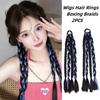 2Pcs Boxing Braids Wigs Hair Ring Women Ponytails Hair Ring Braided Twist Flowers Rubber Bands Hair Accessories