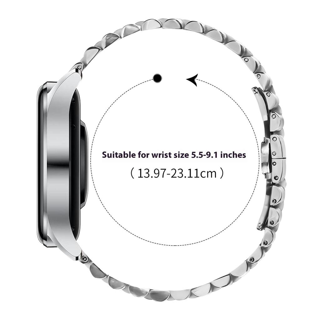 For Samsung Galaxy Watch 46mm Wrist Band 5-Bead Stainless Steel Butterfly Clasp Watch Strap