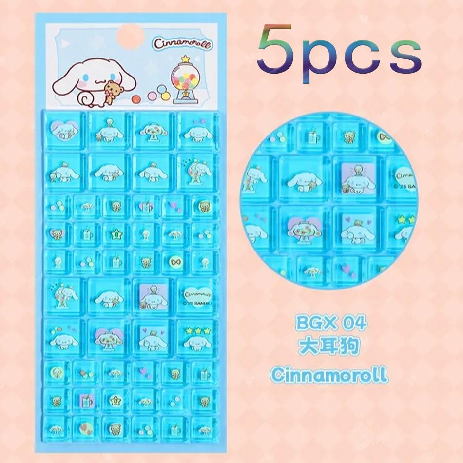 Sanrio Hello Kitty Cartoon 3D Square Stickers Anime Phone Laptop Luggage Decoration Creative DIY Rhinestone Decal Kids Toys Gift