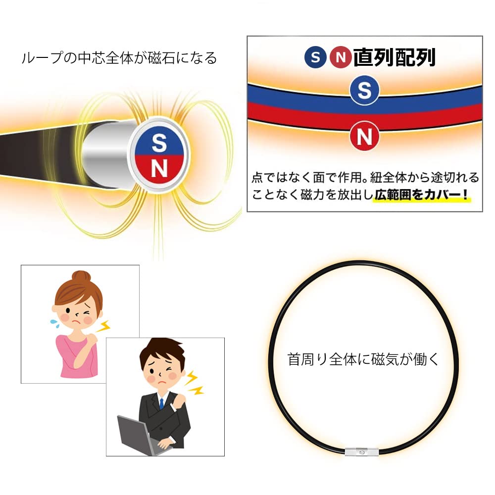 [Jeroot] Magneloop Magnetic Necklace for Men and Women, Strong, Sports, Simple, 43cm, Includes Exclusive Box