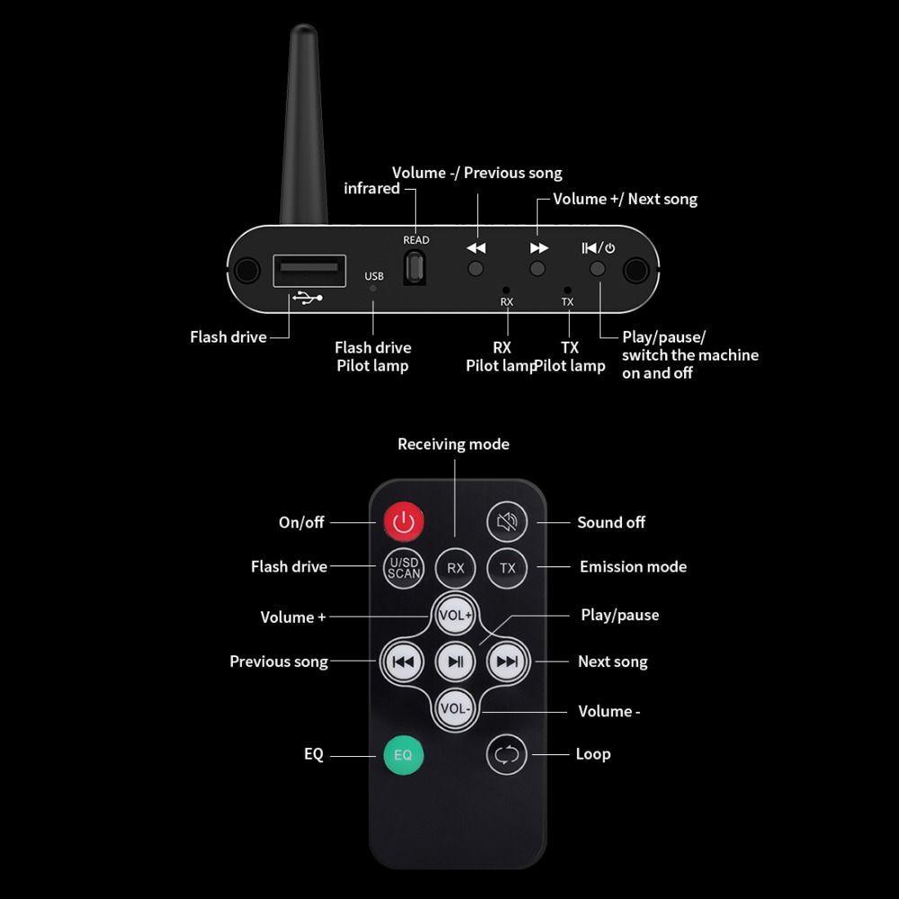 Music Wireless Audio Adapter With Mic Bluetooth 5.4 Receiver Transmitter Upgrade