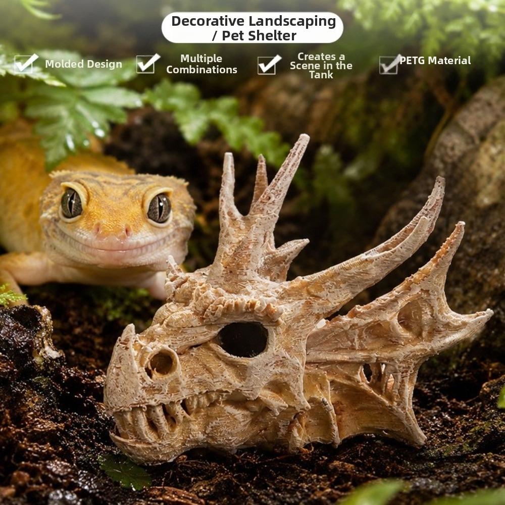 Realistic Dragon Bone Fish Tank Ornament 3D Printed Fish and Shrimp Shelter Feeding Box Decoration