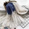 Long Cotton Tulle Fashion Color-blocked Bamboo Joint Scarf Jacquard Lace Summer Shawl Trendy Matching