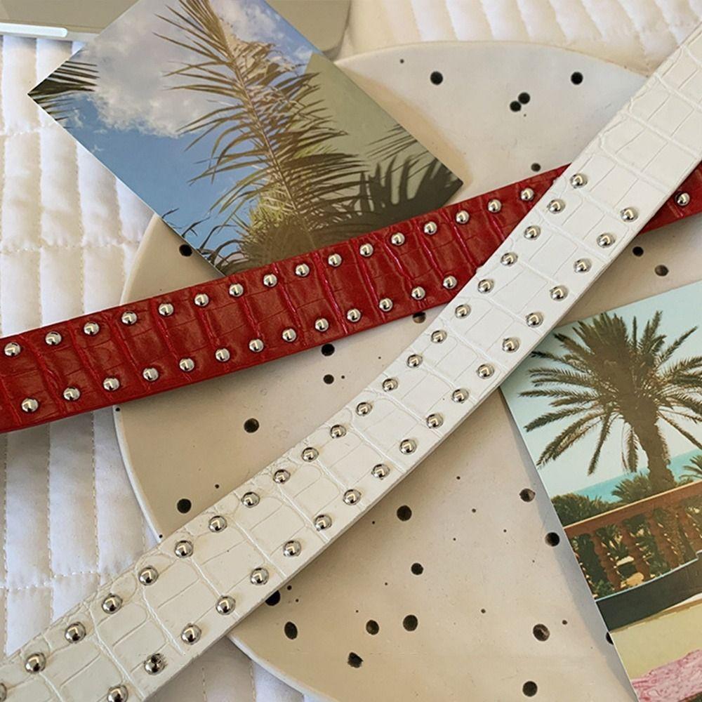 Винтажный Женский Ремень с Заклепками Y2k Платье Джинсовый Ремень Ретро Кожаный Пояс на Талию Аксессуары для Талии