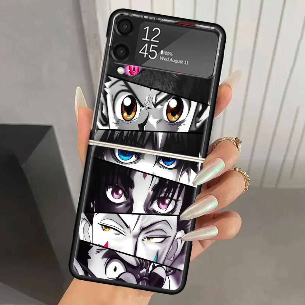 Жесткий ПК Чехол для Телефона с Принтом Аниме Hunter HXH Для Samsung Galaxy Z Flip 7 6 5 4 3 Черный ZFlip7 ZFlip6 Flip5 Flip4 Flip3 5G Обложка Gal