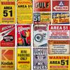 Retro Metal Tin Signs Vintage Decor Area 51 Plaque Garage Warning Danger Wall Plates Cafe Bar Decor Room Decoration