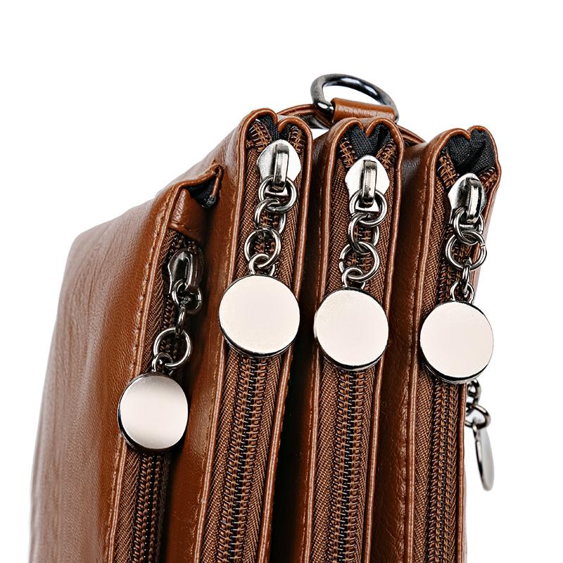 Women Shoulder Bag Soft Leather Middle-Aged Crossbody Bag for Mother Bag Large Capacity Retro Small Square Bag