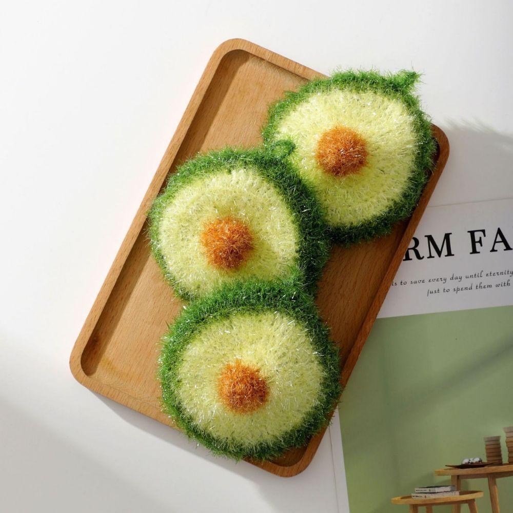 Green Pink Kitchen Cleaning Cloth Avocado Flower Scrubbing Kitchen Rag Scouring Pad Dish Washing