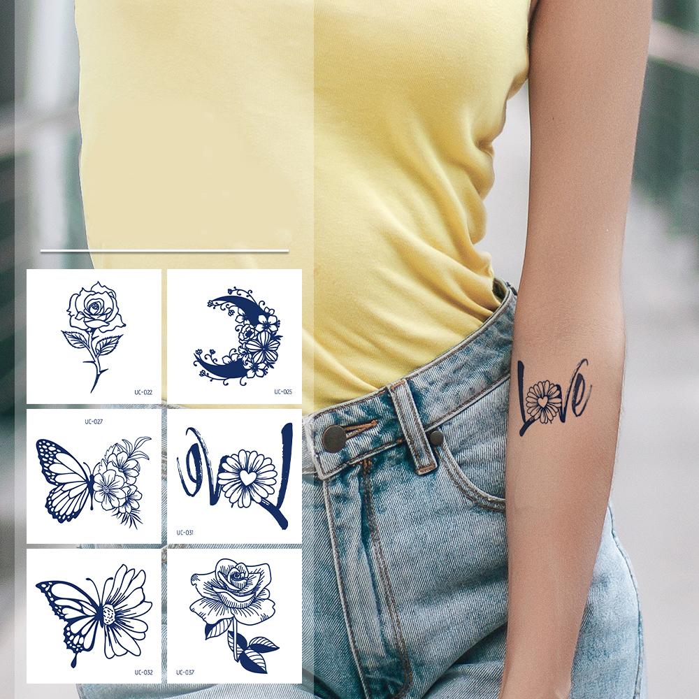 21/10/6/1 листов полуперманентной водонепроницаемой, но съемной временной татуировки с маленьким цветком и бабочкой