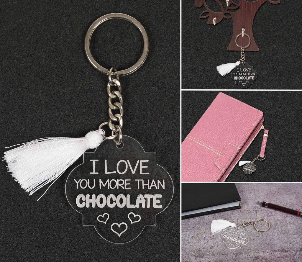Inkdotpot Acrylic KeyChain Engraved Chocolate Lover Key Holder Housewarming