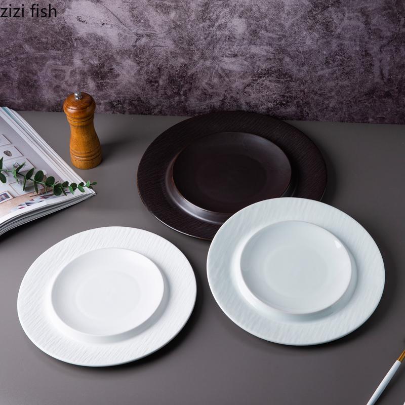 Круглая керамическая обеденная тарелка, суповая тарелка, тарелки для стейков в западном стиле, фруктовая тарелка, салатница, тарелки для суши, блюдо для димсамов, диск для жала