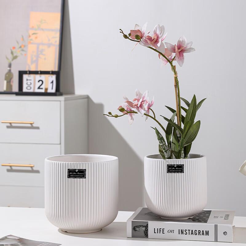 Elegant Ash Blue Ceramic Flower Pot Set