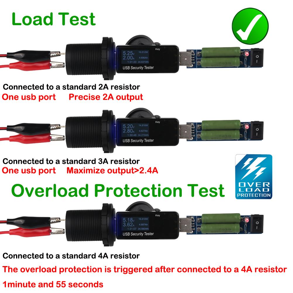 5V 3.1A 12V Dual USB Car Charger with Waterproof Cover Power Adapter Socket Outlet for Vehicle Boat Truck Motorcycle Blue/White Adapters 2