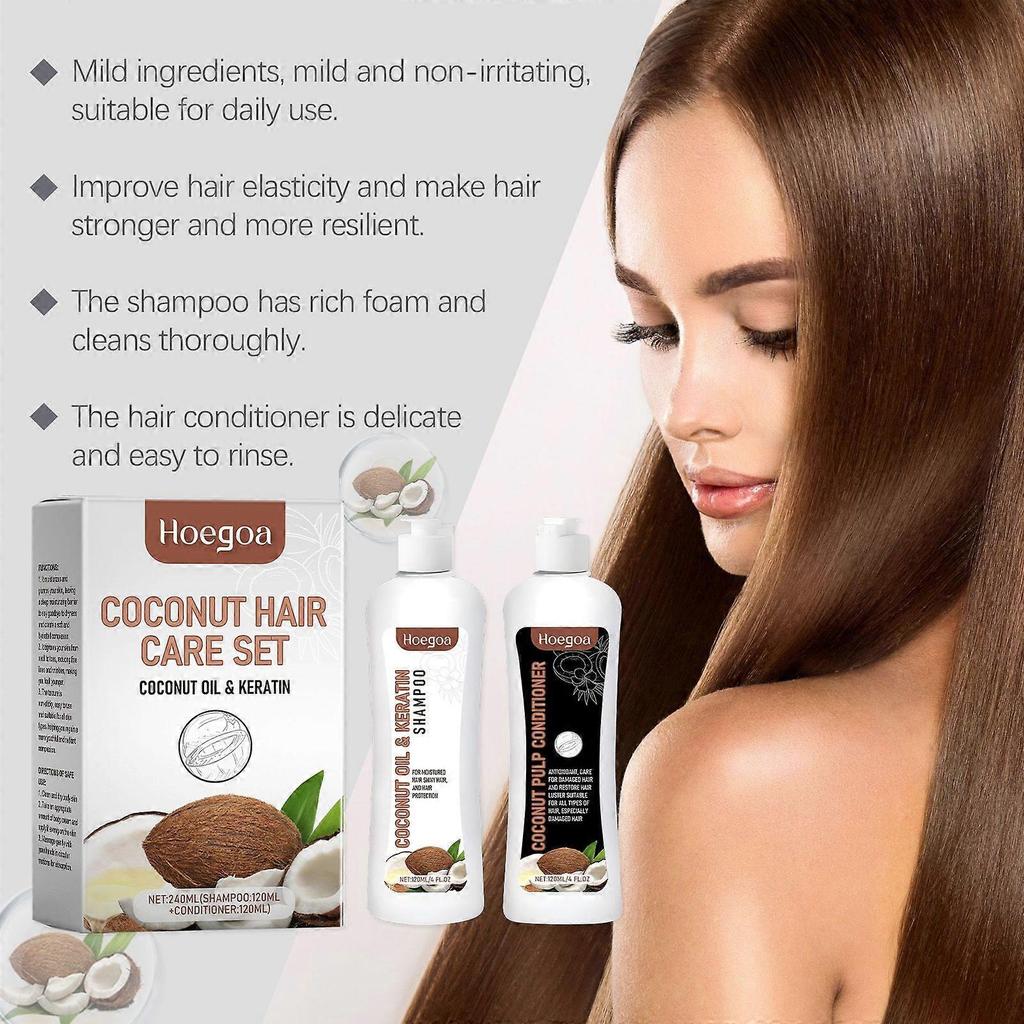 Hoegoa Coconut Milk Repair Hair Care Set: Gentle Cleansing, Moisturizing, Softening And Nourishing Hair Care Set