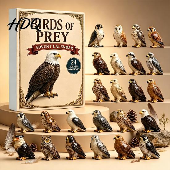 Интерактивный опыт распаковки Адвент-календарь Birds of Prey с 24 2D акриловыми украшениями Обратный отсчет Коллекционная птица