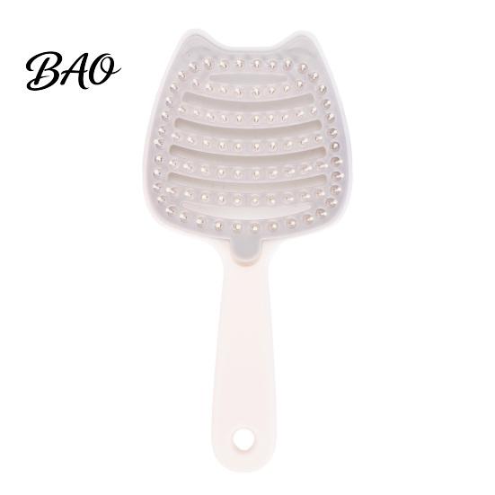 Vented Hair Brush Cat Ear Self Cleaning for Women, Styling Scalp Massage Faster Blow Drying, Detachable Curved Detangler Lightweight Hairbrush