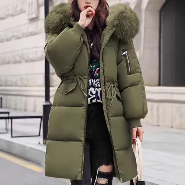 Large fur collar cotton clothes, women's medium and long bread clothes, new thickened cotton-padded clothes in winter, and coats will be shipped no