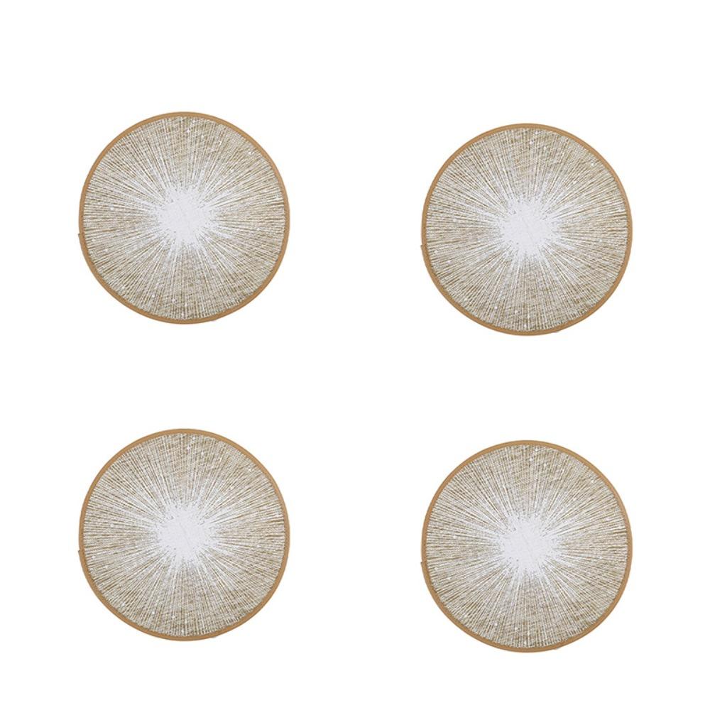 4PCS Bohemia Round Burlap Macrame Placemats Ray Pattern Dinnerware Mat Jute Tableware Mat Hotel