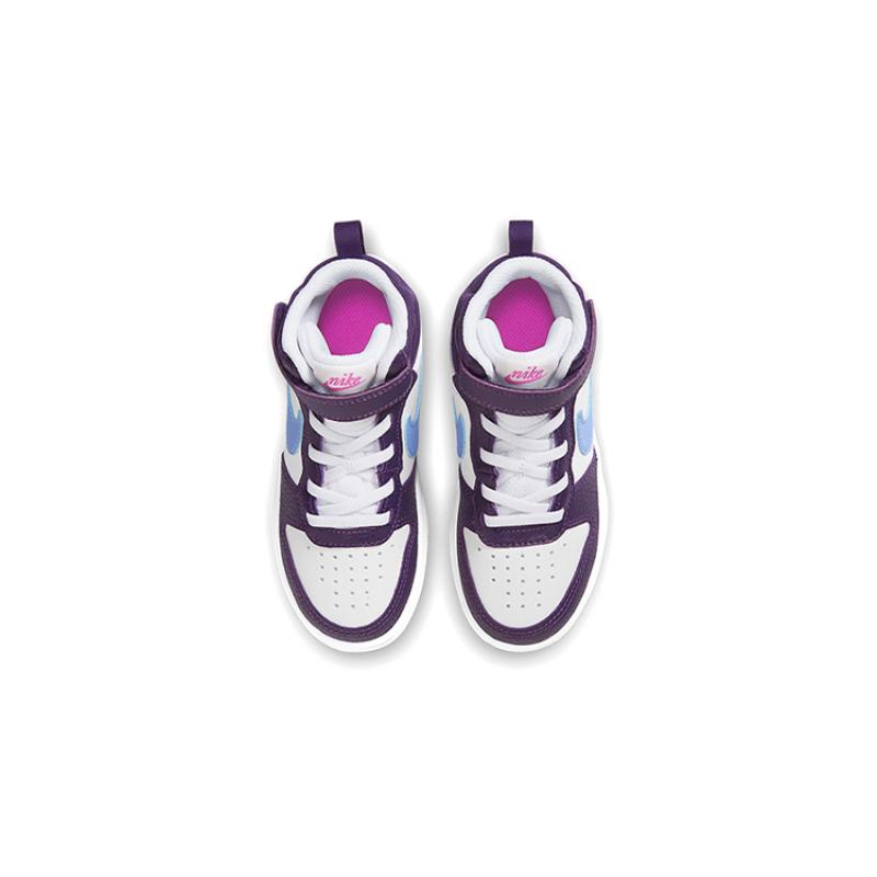 Nike Кроссовки Court Borough 2 Mid top для скейтбординга Бело-виноградные Детские Возраст 3-7 Лет Кеды CD7783-106