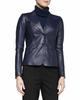 Leather Lambskin Genuine Stylish Office Formal Women's Blazer Navy Blue Handmade