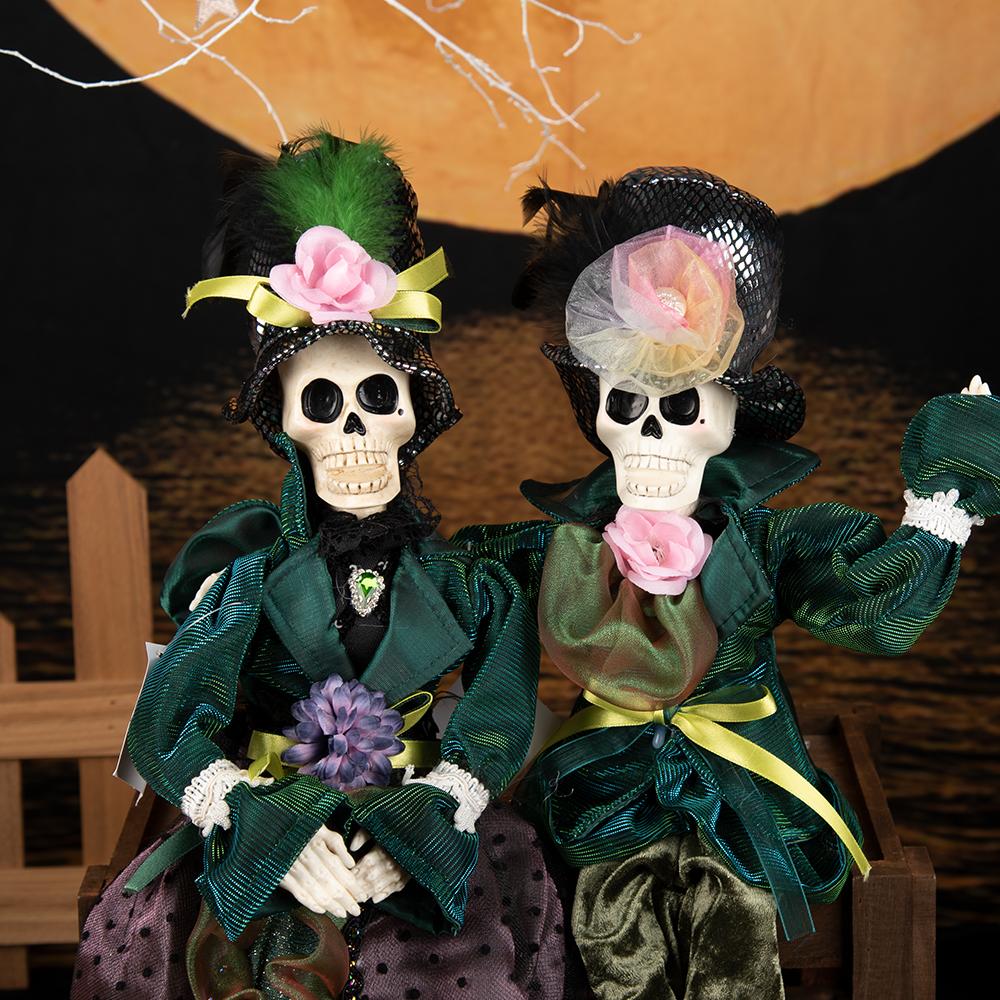 Хэллоуин Романтичный скелет Пара Статуэтки Ремесло Готический Невеста Жених Искусство Скульптура Жених Дом Окно Подвесные подвески Украшения