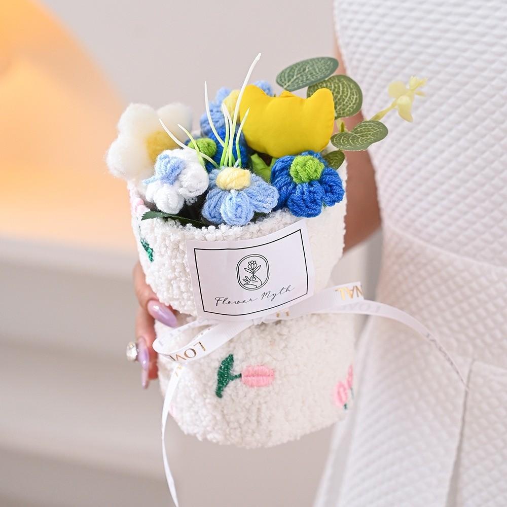 Birthday Valentine's Day Gifts Crochet Flower Bouquet Home Decor Finished Bouquet  Festival