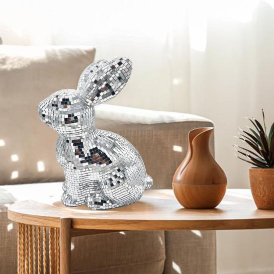Диско-шар Кролик Ручная работа Мини Зеркальная Фигурка Кролика Форма Кролика Диско-шар для вечеринок Свадьбы Дня Рождения Украшения