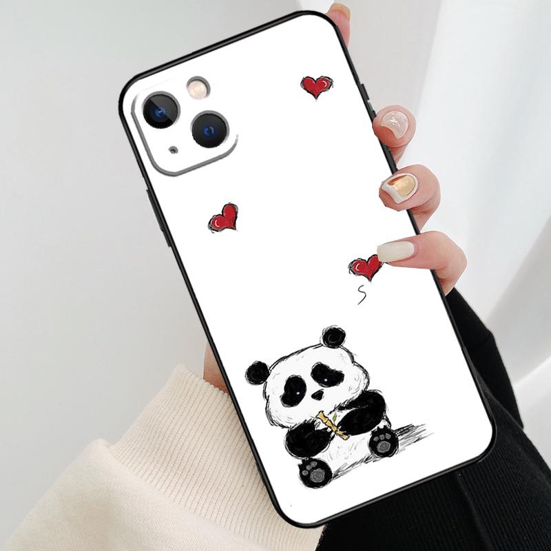 Мультяшный чехол для телефона с пандой для iPhone 17 Pro Max 15 14 13 11 12 16 Pro Max mini 15 16 Plus 16e 17 Air Cover