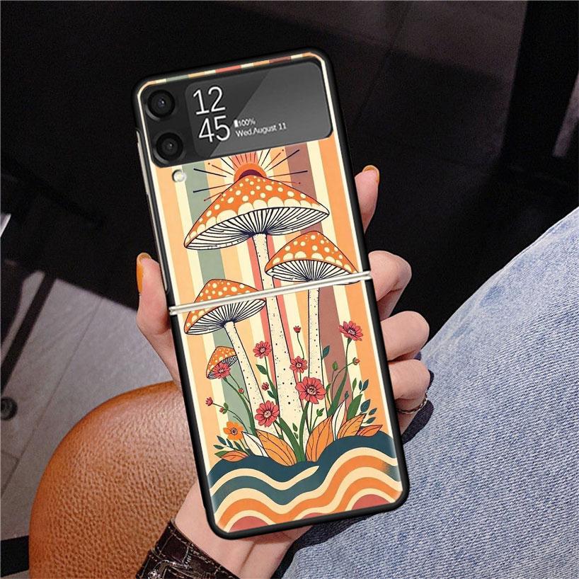 Boho Hippy Mushroom Sunrise Phone Case For Samsung Z Flip 7 6 5 4 3 Galaxy ZFlip7 ZFlip6 ZFlip5 ZFlip4 ZFlip3 5G Print Cover
