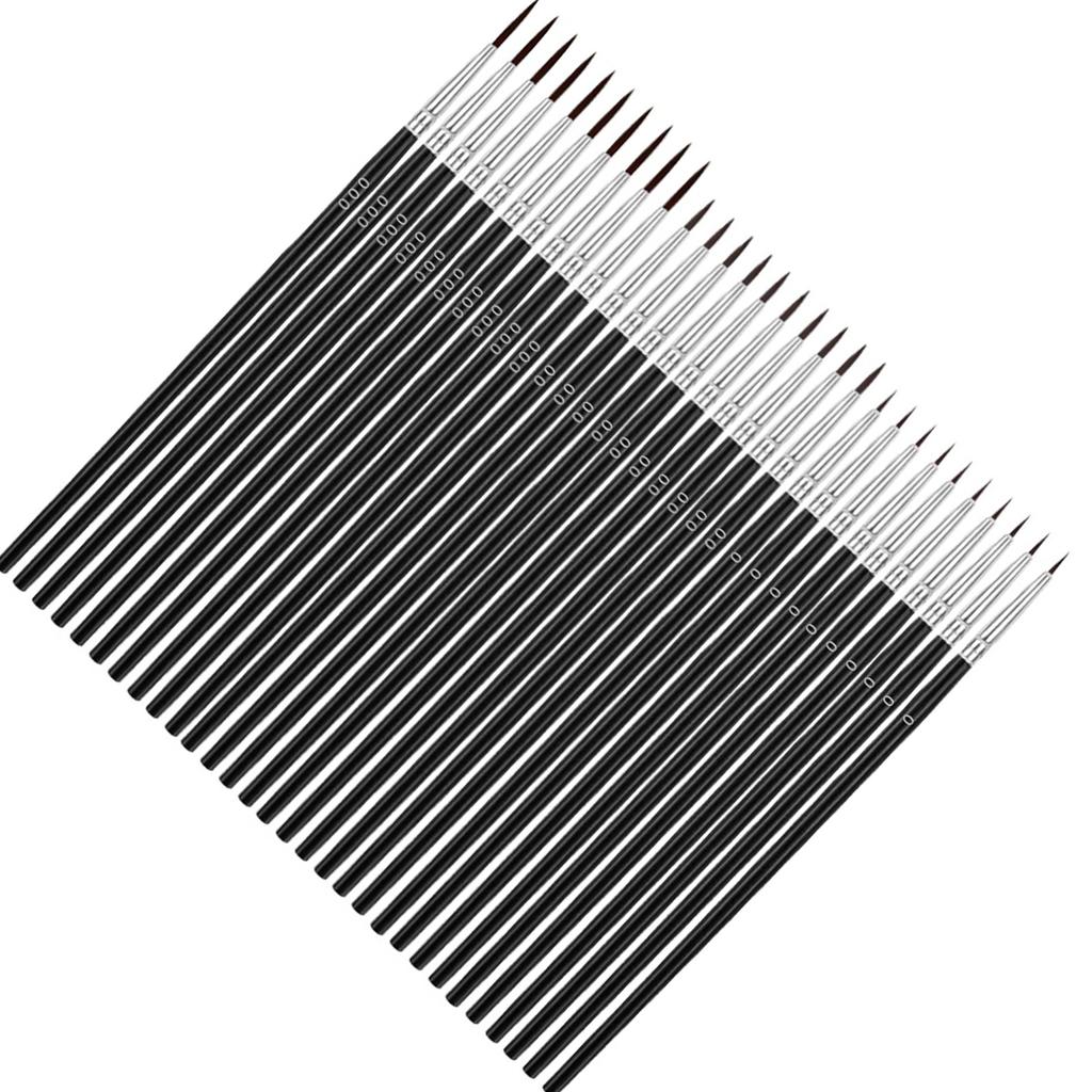 Набор кистей для тонкой детализации 30 шт. Деревянная ручка Нейлоновая щетина 3 размера Миниатюрные тонкие кисти для росписи лица