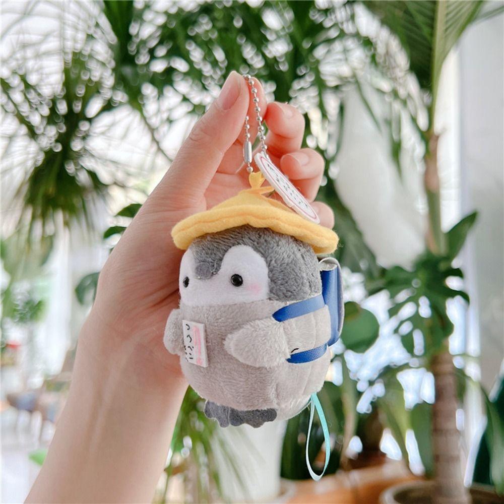 Tourist Hat Penguin Plush Key Ring Cartoon School Bag Keychain Cute Key Pendant  Men Women