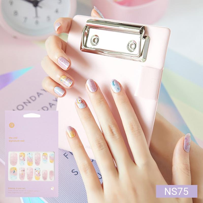 Милые пастельные наклейки для ногтей 24 шт. | Полоски для прессования, Дизайны с кроликом, медведем и звездой, Легко снимаются