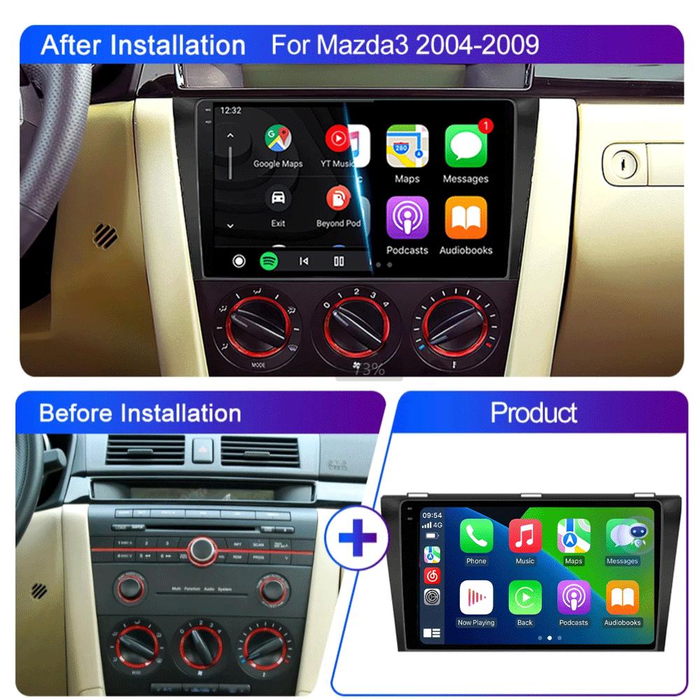 Android 14 видеоплеер автомобильный радиоприемник для Mazda 3 2004 -2009 2din с BOSE мультимедийный проигрыватель Carplay стерео GPS головное устройство