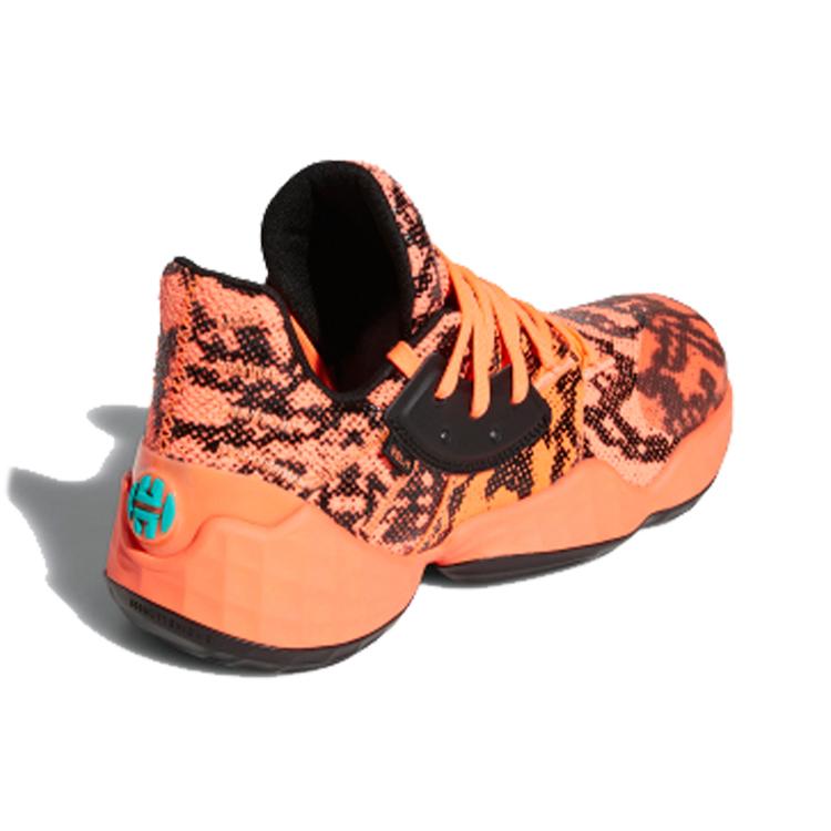 Adidas Harden Vol. 4 Cushioning Abrasion Resistant Low top Basketball Shoes Men's Orange Black (Unisex) Basketball Shoes FV4155