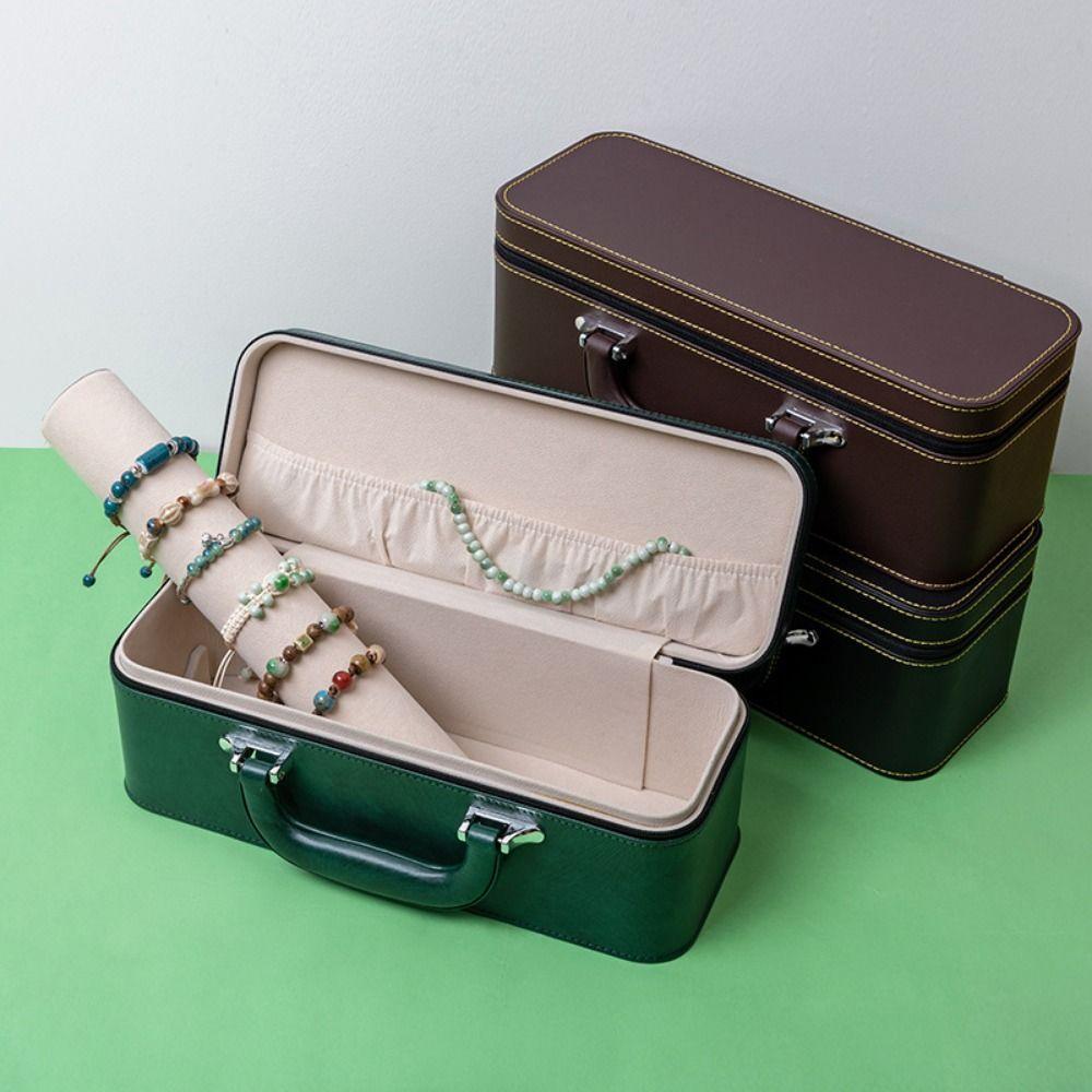 PU Leather Watch Display Box Compact Bracelet Storage Boxes Bracelet Carrying Case Travel Use