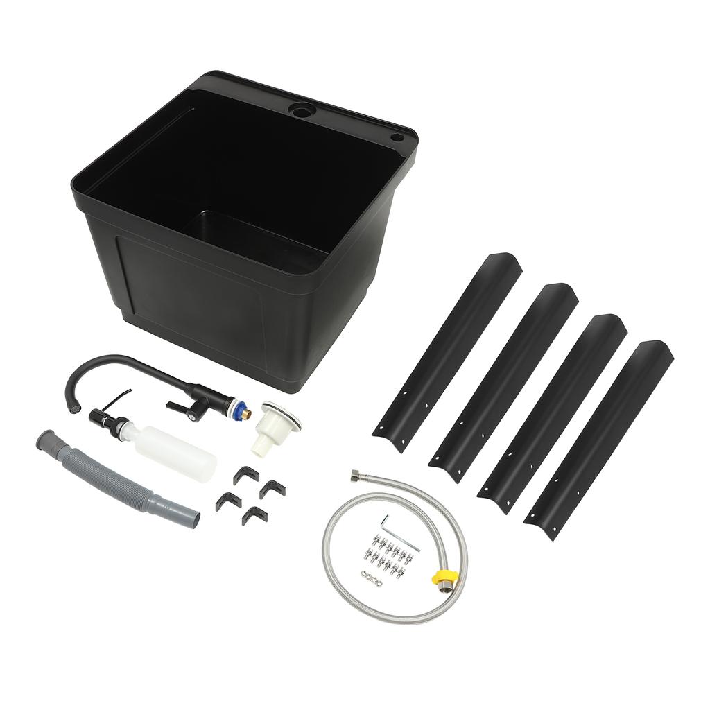 Отдельностоящая раковина для прачечной со смесителем, большая глубокая чаша, поворотный на 360° кран, быстрый слив, для подсобного помещения, сада, мытья домашних животных