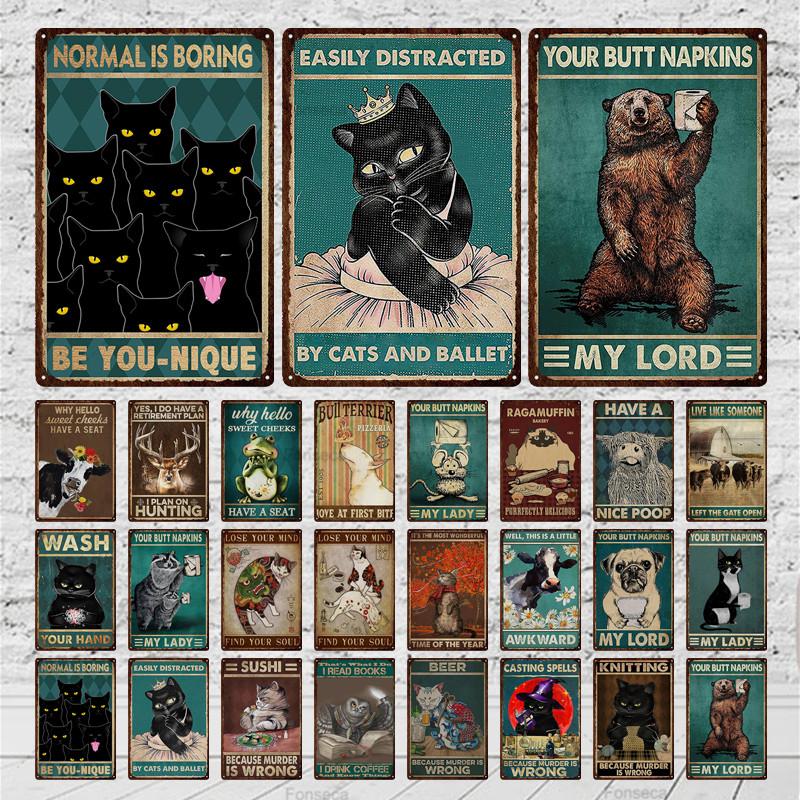 Язык жестов животных, цветная металлическая вывеска, украшение комнаты, настенный плакат для бара, жестяная ретро-ржавая напитка, железное украшение для пива, отеля