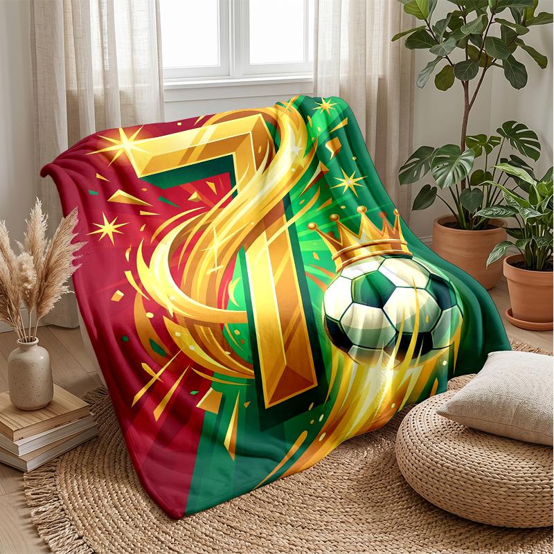 Golden Football Celebration Theme blanket Lightweight Warm Flannel Blanket Decorative Throw Blanket for Home Decoration